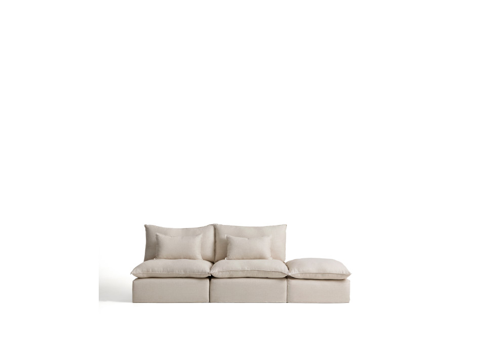 Anarela 3-seater modular sofa with removable cover and linen and viscose end piece