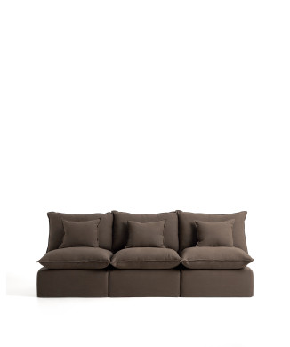 Anarela 3-seater modular sofa with removable cover in linen