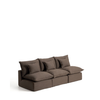 Anarela 3-seater modular sofa with removable cover in linen