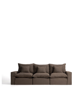 Anarela 3-seater modular sofa with removable cover in linen