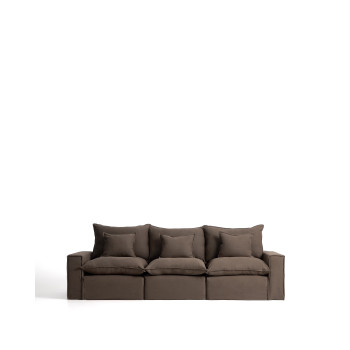 Anarela 3-seater modular sofa with removable cover in linen