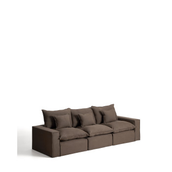 Anarela 3-seater modular sofa with removable cover in linen