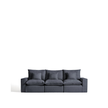 Anarela 3-seater modular sofa with removable cover in linen and viscose