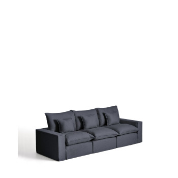 Anarela 3-seater modular sofa with removable cover in linen and viscose