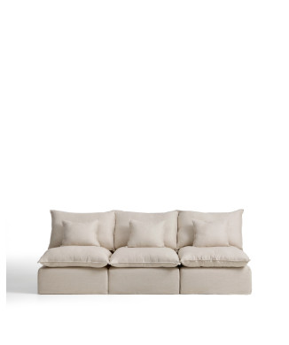 Anarela 3-seater modular sofa with removable cover in linen and viscose