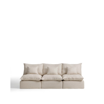 Anarela 3-seater modular sofa with removable cover in linen and viscose