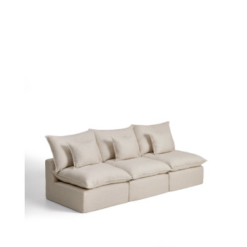Anarela 3-seater modular sofa with removable cover in linen and viscose