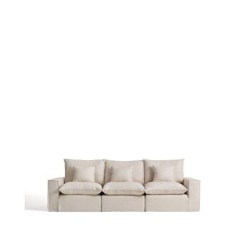 Anarela 3-seater modular sofa with removable cover in linen and viscose