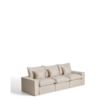 Anarela 3-seater modular sofa with removable cover in linen and viscose