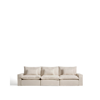 Anarela 5-seater modular sofa with removable cover in linen and viscose