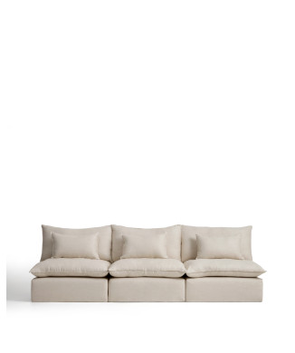 Anarela 5-seater modular sofa with removable cover in linen and viscose