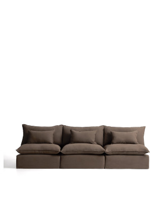 Anarela 5-seater modular sofa with removable cover in dove grey linen, 330 cm, FSC Mix Credit