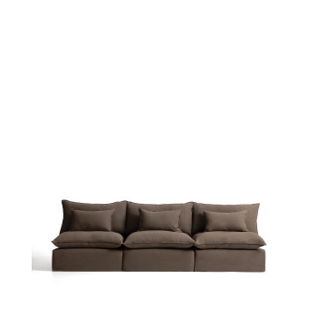 Anarela 5-seater modular sofa with removable cover in dove grey linen, 330 cm, FSC Mix Credit