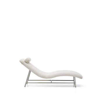 Osla sofa in beige chenille with brushed stainless steel legs 175 cm