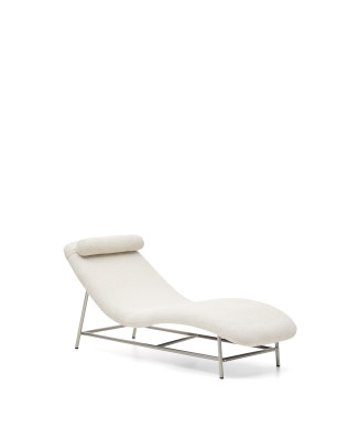 Osla sofa in beige chenille with brushed stainless steel legs 175 cm