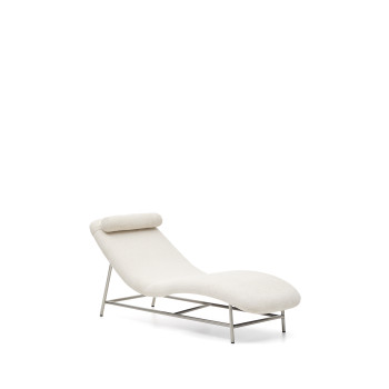 Osla sofa in beige chenille with brushed stainless steel legs 175 cm