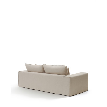 Anarela 3-seater sofa with removable cover and cushions in beige linen FSC Mix Credit 280 cm.
