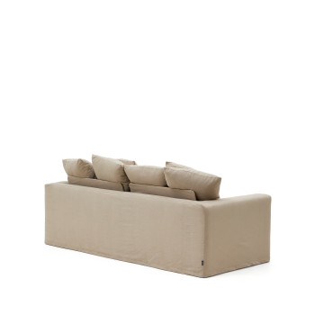 Nora 3-seater sofa with removable cover and linen and cotton cushions