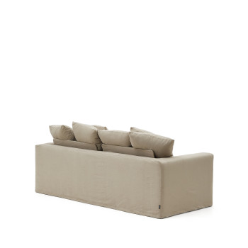 Nora 3-seater sofa with removable cover and linen and cotton cushions