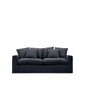Nora 3-seater sofa with removable cover and linen and cotton cushions