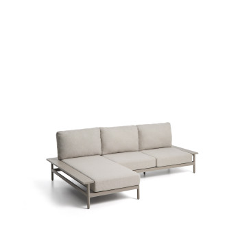 Vathi 3-seater aluminum sofa with left chaise longue, dove gray, 250 x 159 cm