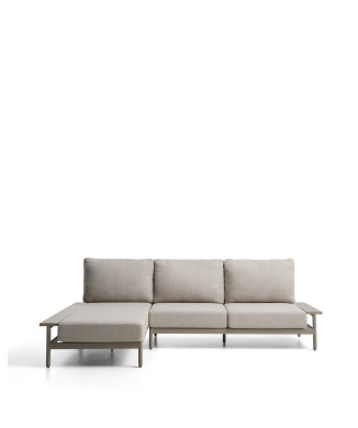 Vathi 3-seater aluminum sofa with left chaise longue, dove gray, 250 x 159 cm
