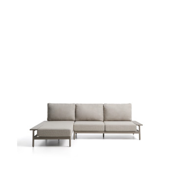 Vathi 3-seater aluminum sofa with left chaise longue, dove gray, 250 x 159 cm