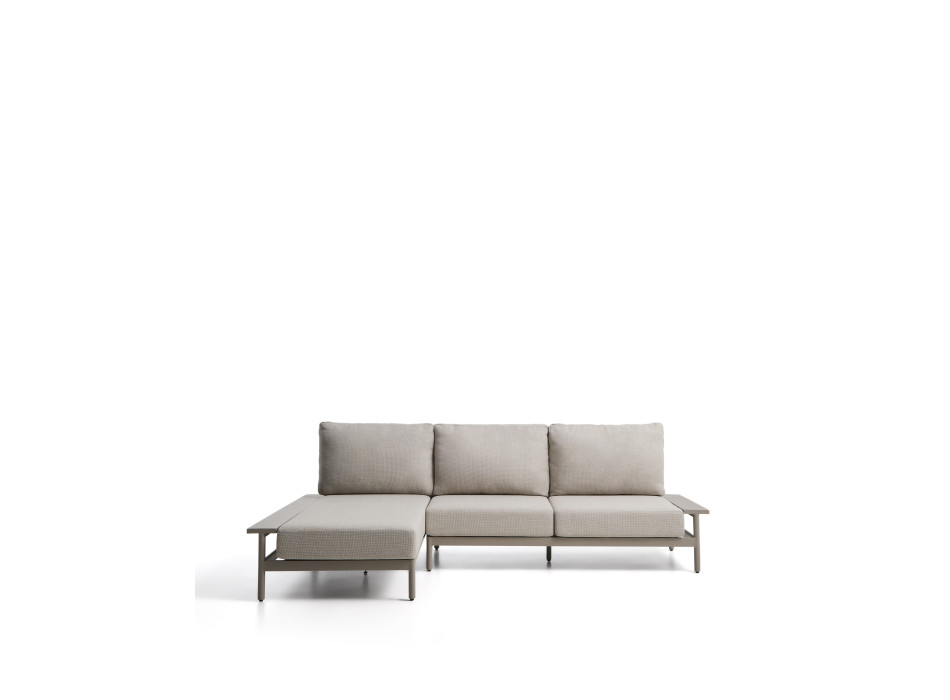 Vathi 3-seater aluminum sofa with left chaise longue, dove gray, 250 x 159 cm