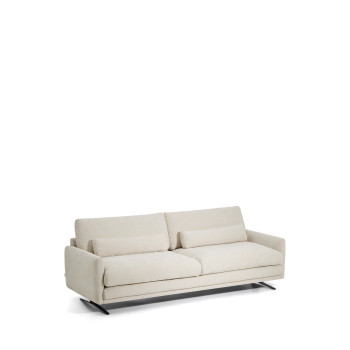 Veliro 3-seater sofa in beige chenille with black steel legs 240 cm FSC Mix Credit