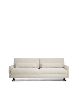 Veliro 3-seater sofa in beige chenille with black steel legs 240 cm FSC Mix Credit