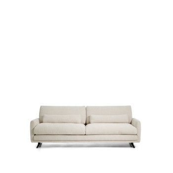 Veliro 3-seater sofa in beige chenille with black steel legs 240 cm FSC Mix Credit