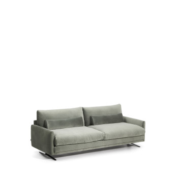 Veliro 3-seater sofa in green velvet with black steel legs 240 cm FSC Mix Credit