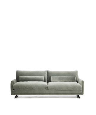 Veliro 3-seater sofa in green velvet with black steel legs 240 cm FSC Mix Credit