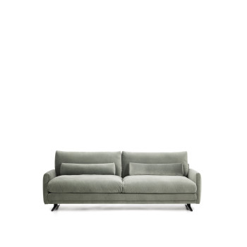 Veliro 3-seater sofa in green velvet with black steel legs 240 cm FSC Mix Credit