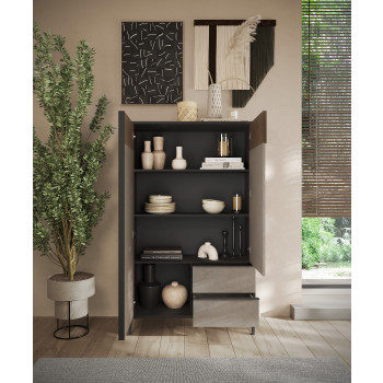 EVEREST - tall cabinet with 2 doors and 2 drawers