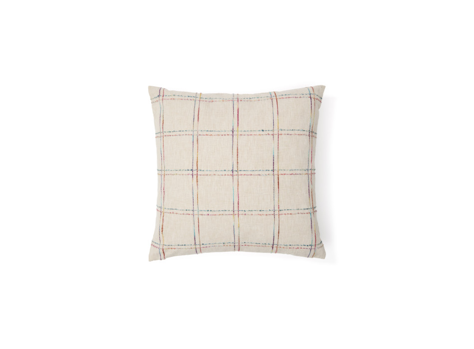 Nety beige cushion cover with multicoloured checked embroidery 45 x 45 cm