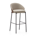 Eamy stool in ash veneer chenille with wenge finish, 77 cm