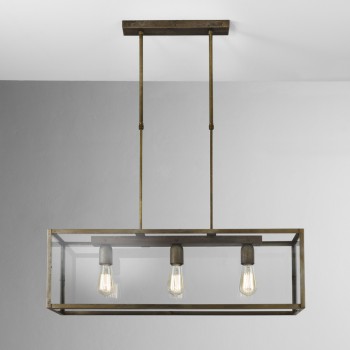 Suspension lamp in iron and glass LONDON 205.04.FF IL FANALE
