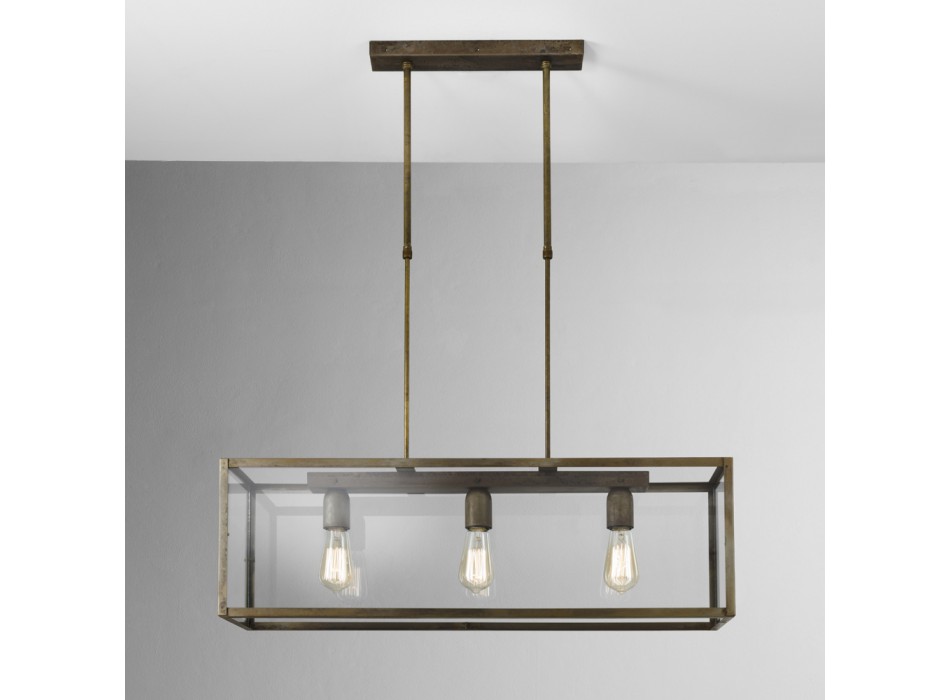 Suspension lamp in iron and glass LONDON 205.04.FF IL FANALE