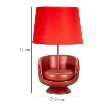 MIDCENTURY RED BEDSIDE LAMP