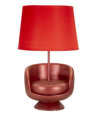 MIDCENTURY RED BEDSIDE LAMP