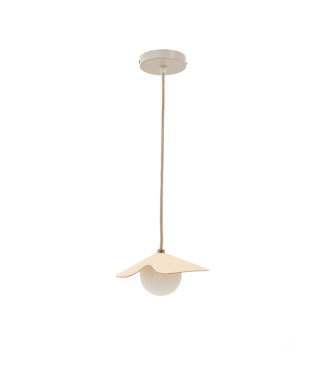 Wilara ceiling lamp in oak veneer with 1 white smoked glass sphere