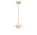 Wilara ceiling lamp in oak veneer with 1 white smoked glass sphere