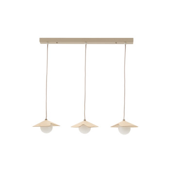 Wilara ceiling lamp in oak veneer with 3 white smoked glass beads