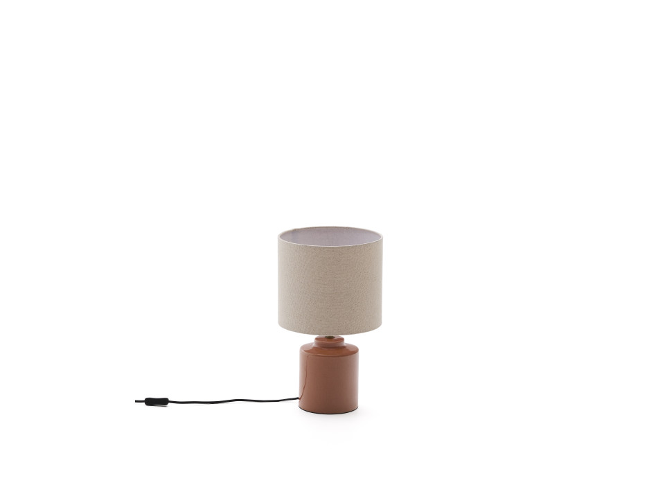 Daeli ceramic table lamp with orange finish and beige cotton
