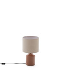 Daeli ceramic table lamp with orange finish and beige cotton