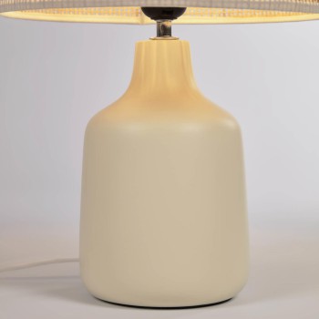 Erna table lamp in white ceramic and bamboo with a natural finish