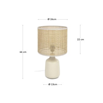 Erna table lamp in white ceramic and bamboo with a natural finish