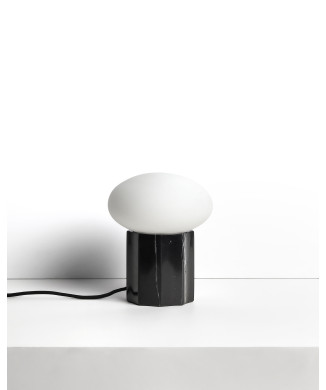 Idela table lamp in smoked glass and black marble Ø 15 cm