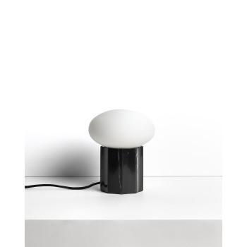 Idela table lamp in smoked glass and black marble Ø 15 cm